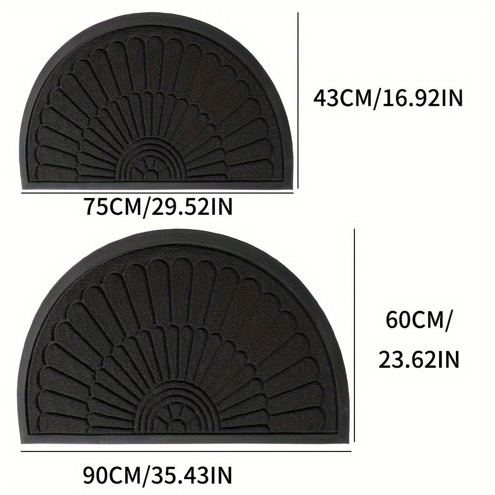 Paillasson demi-cercle en caoutchouc à motif éventail, 3 coloris