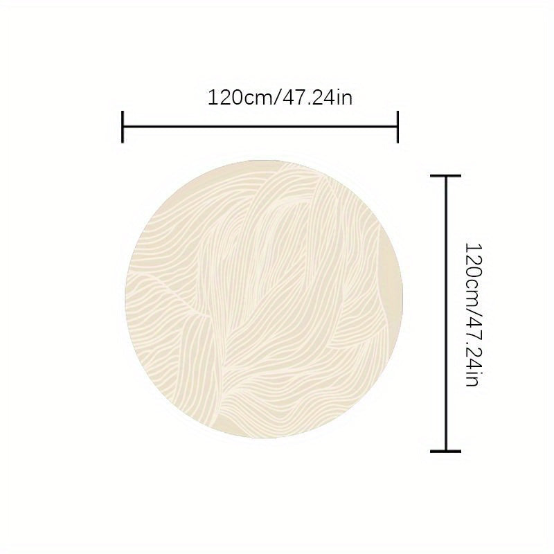 Petit tapis rond crème à fines vagues beiges, Ø 60 cm unique