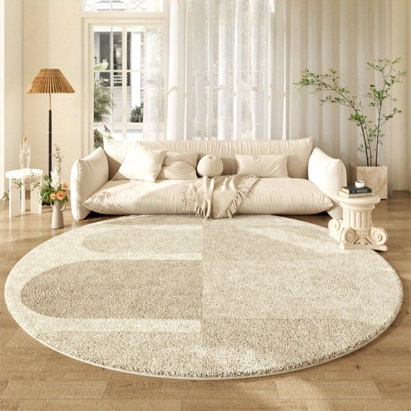 Tapis rond crème ou gris de Ø 80 cm, pour chevet et entrée