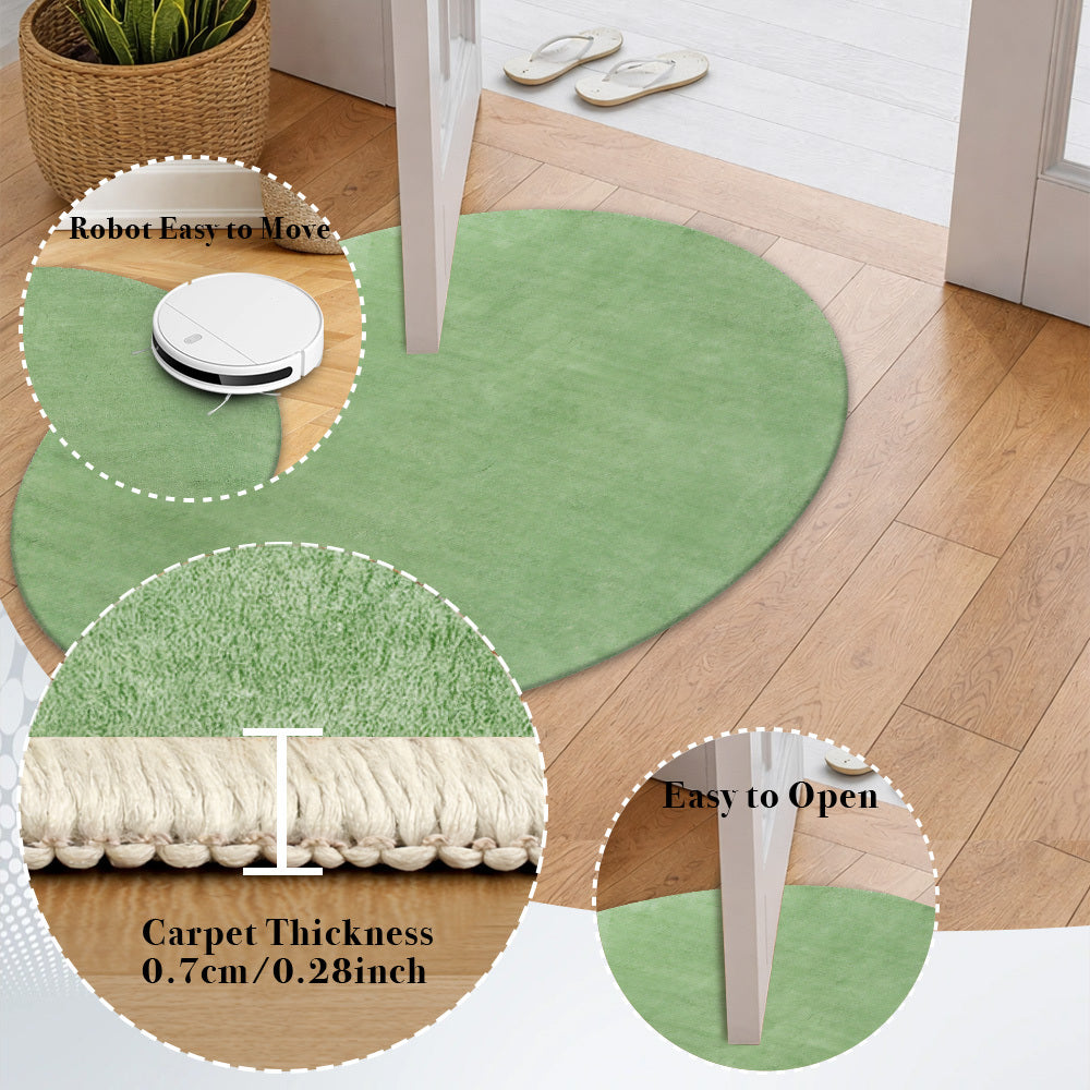 Petit tapis rond vert sauge uni, un seul cercle de 65 cm