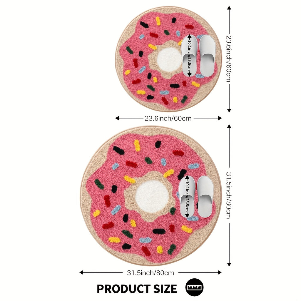 Tapis de bain rond en beignet rose glacé, Ø 60 ou 80 cm