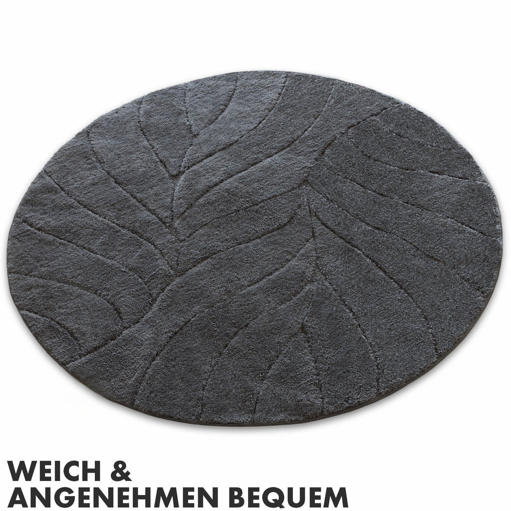 Tapis de bain rond à feuille sculptée, Ø 120 cm, dos TPE