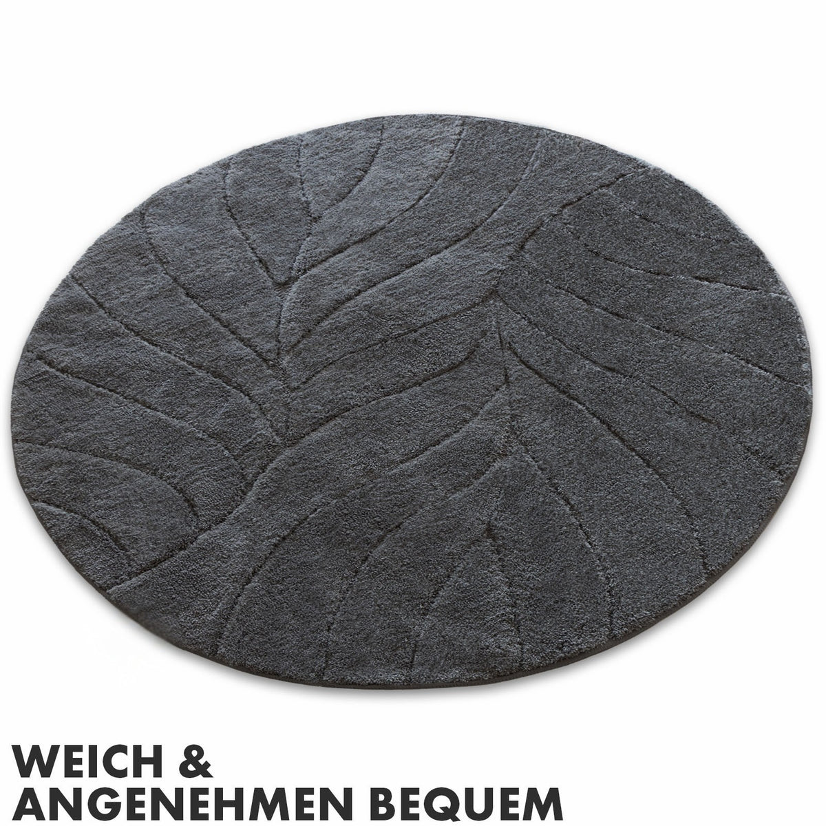 Tapis de bain rond à feuille sculptée, Ø 120 cm, dos TPE