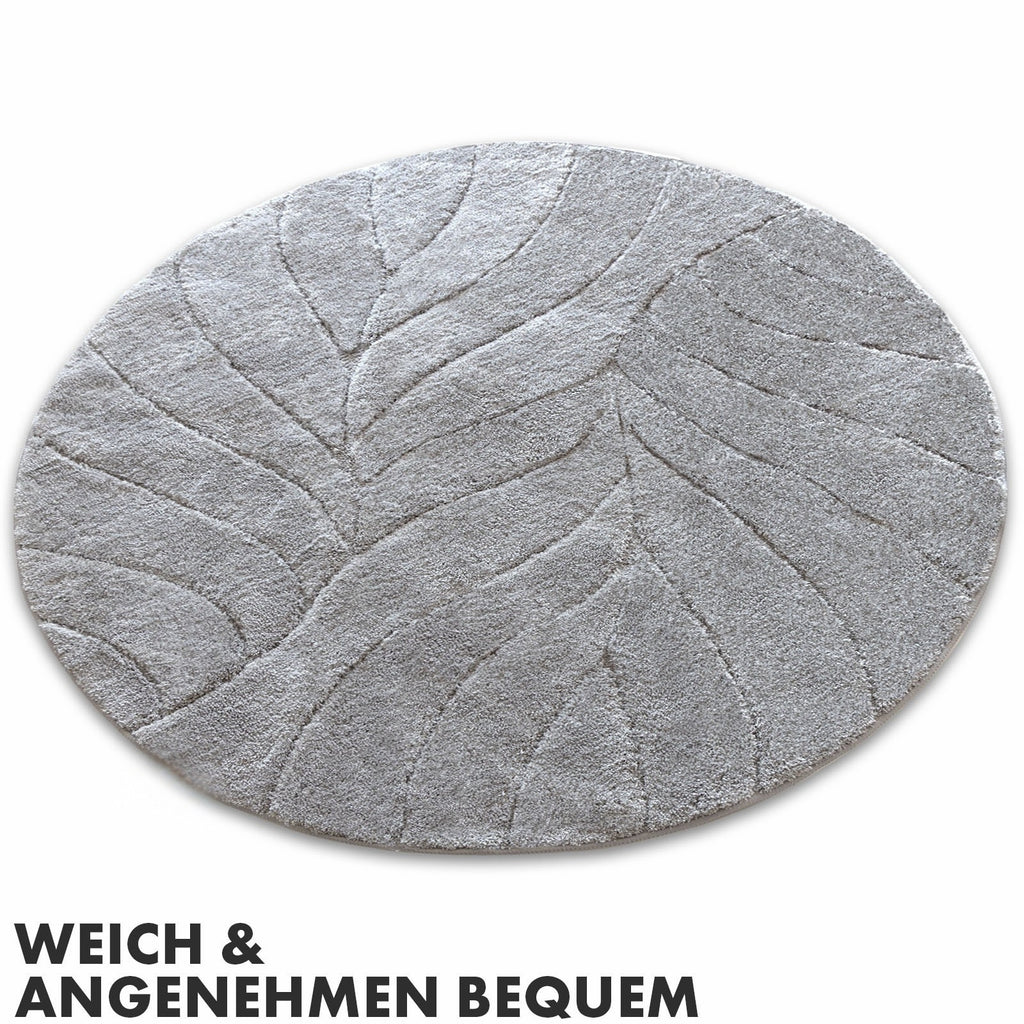 Tapis de bain rond à feuille sculptée, Ø 120 cm, dos TPE