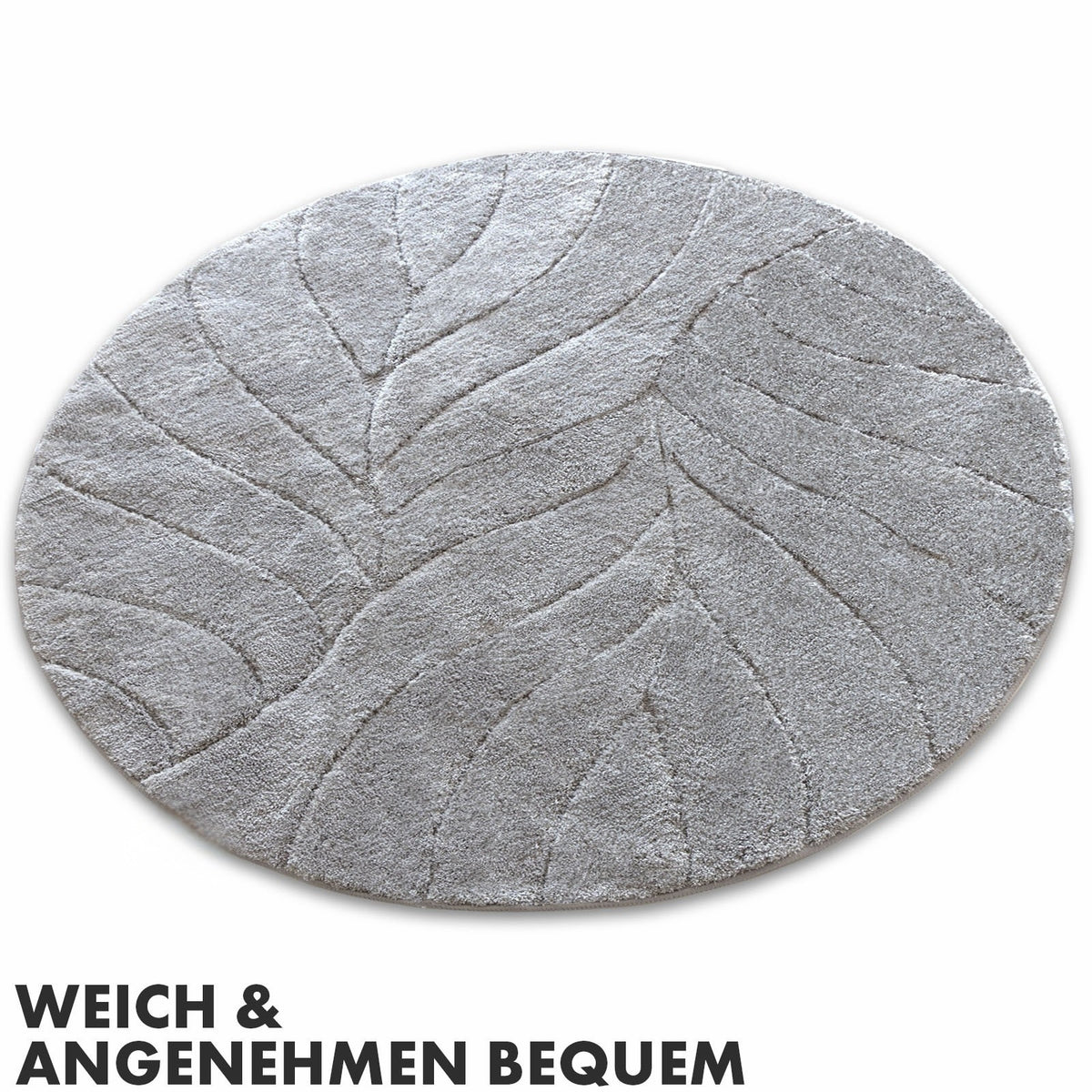 Tapis de bain rond à feuille sculptée, Ø 120 cm, dos TPE