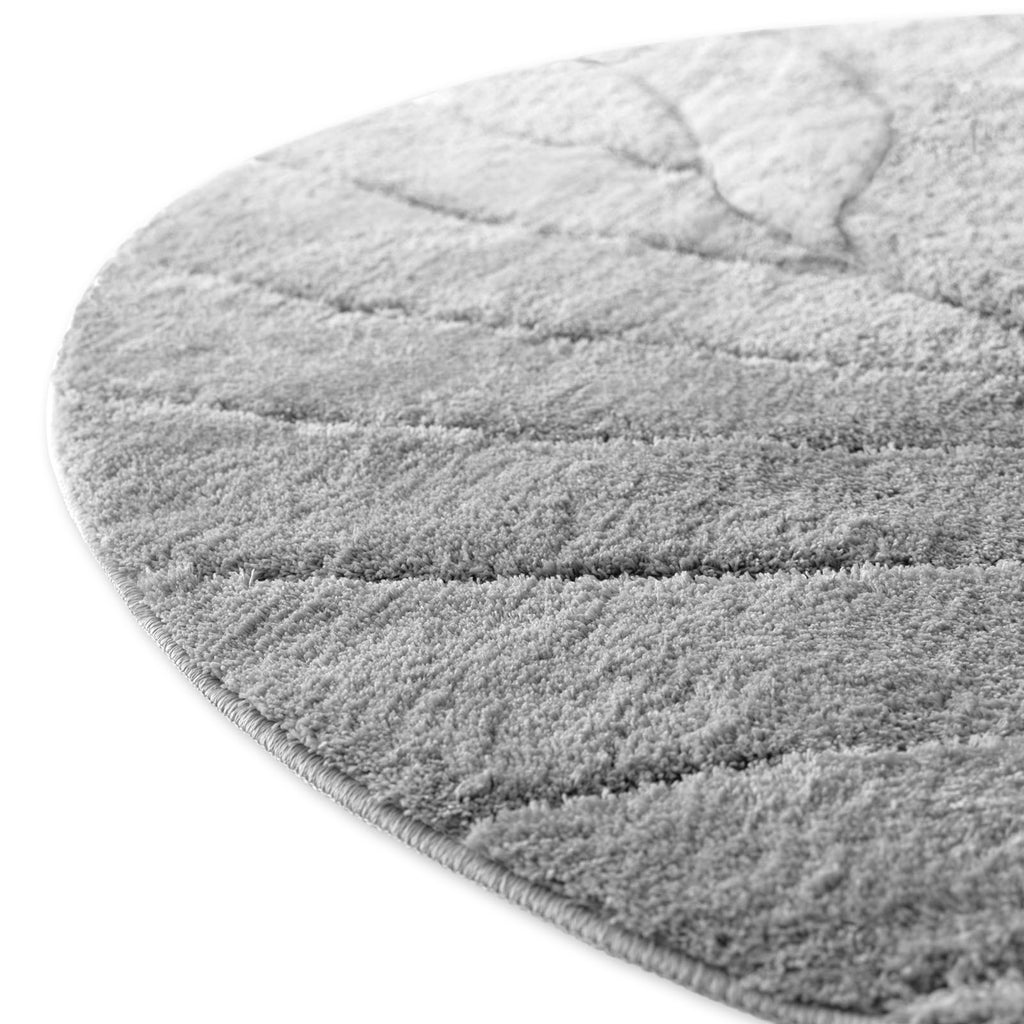 Tapis de bain rond à feuille sculptée, Ø 120 cm, dos TPE