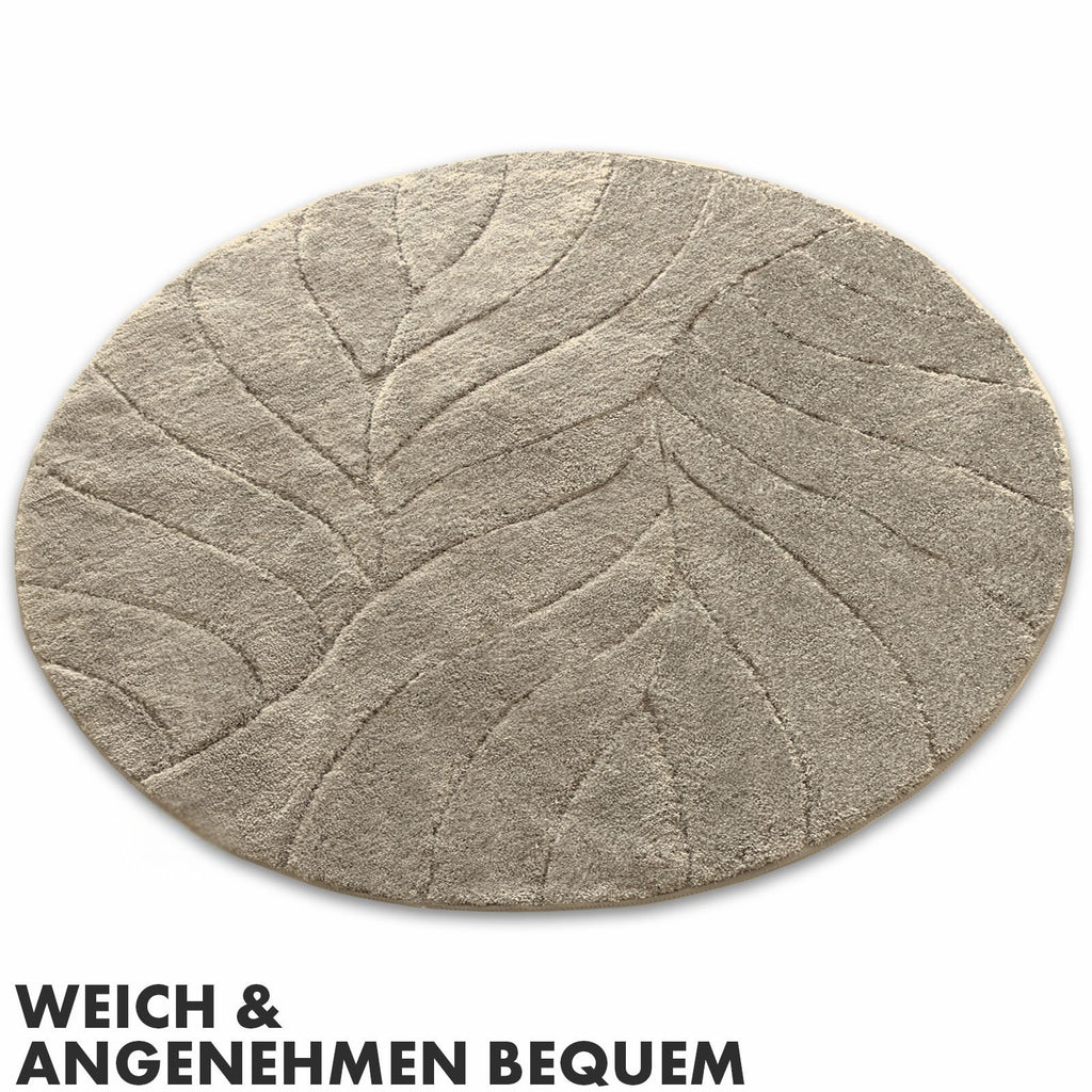 Tapis de bain rond à feuille sculptée, Ø 120 cm, dos TPE