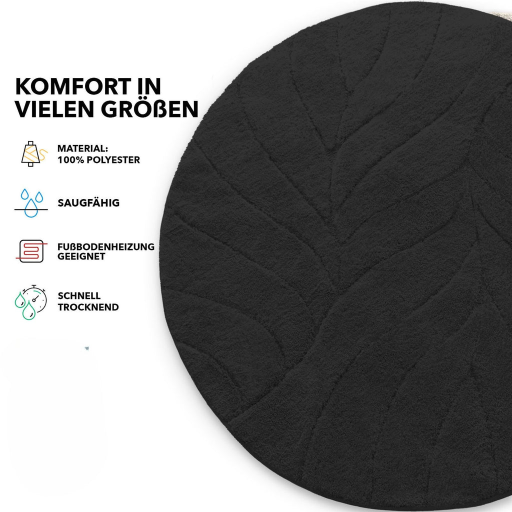 Tapis de bain rond à feuille sculptée, Ø 120 cm, dos TPE