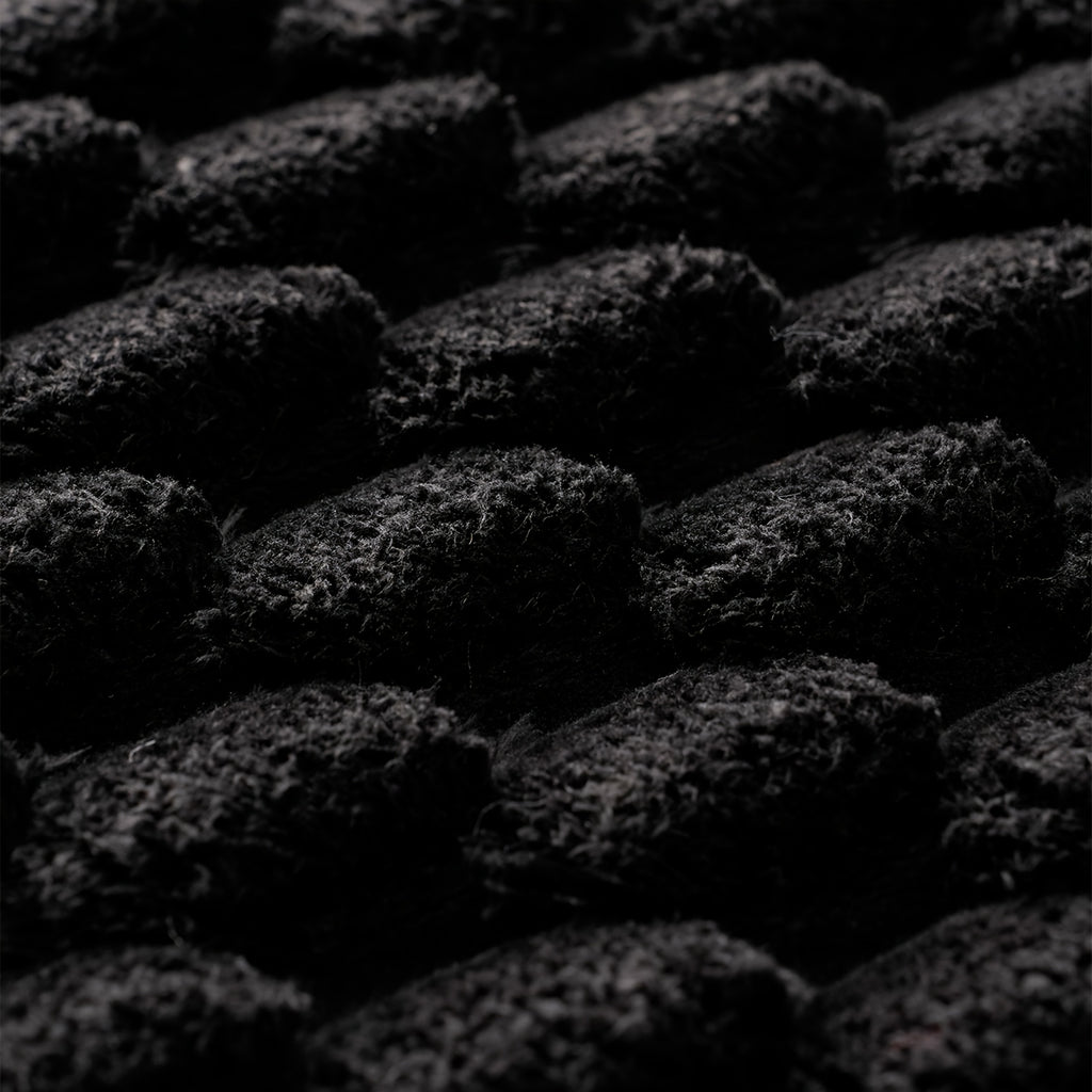 Tapis de bain rond noir mat à relief nuage, deux formats