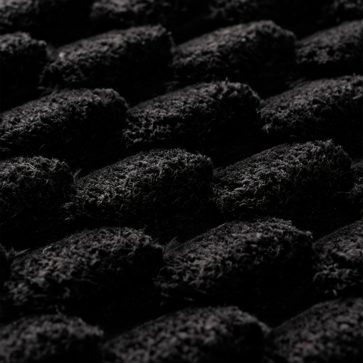 Tapis de bain rond noir mat à relief nuage, deux formats