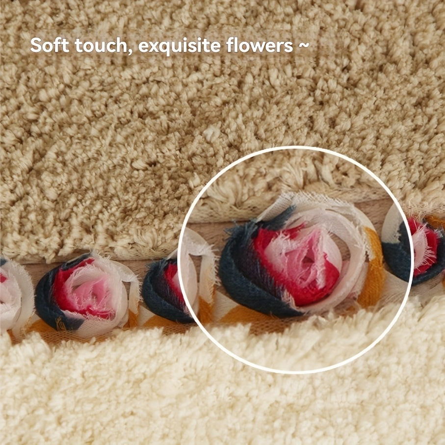 Tapis de bain rond à rosettes de ruban, Ø 70 cm, 3 coloris