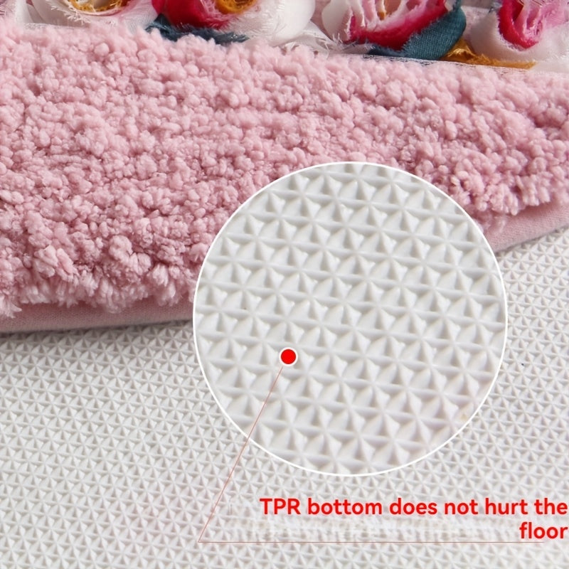 Tapis de bain rond à rosettes de ruban, Ø 70 cm, 3 coloris