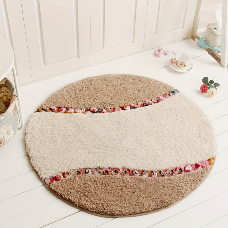 Tapis de bain rond à rosettes de ruban, Ø 70 cm, 3 coloris