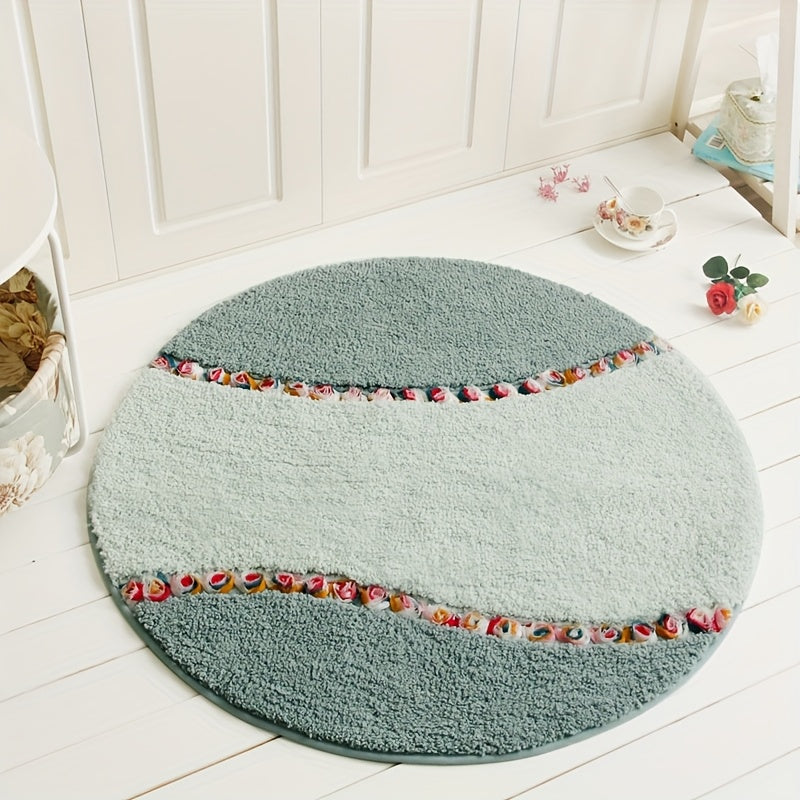 Tapis de bain rond à rosettes de ruban, Ø 70 cm, 3 coloris
