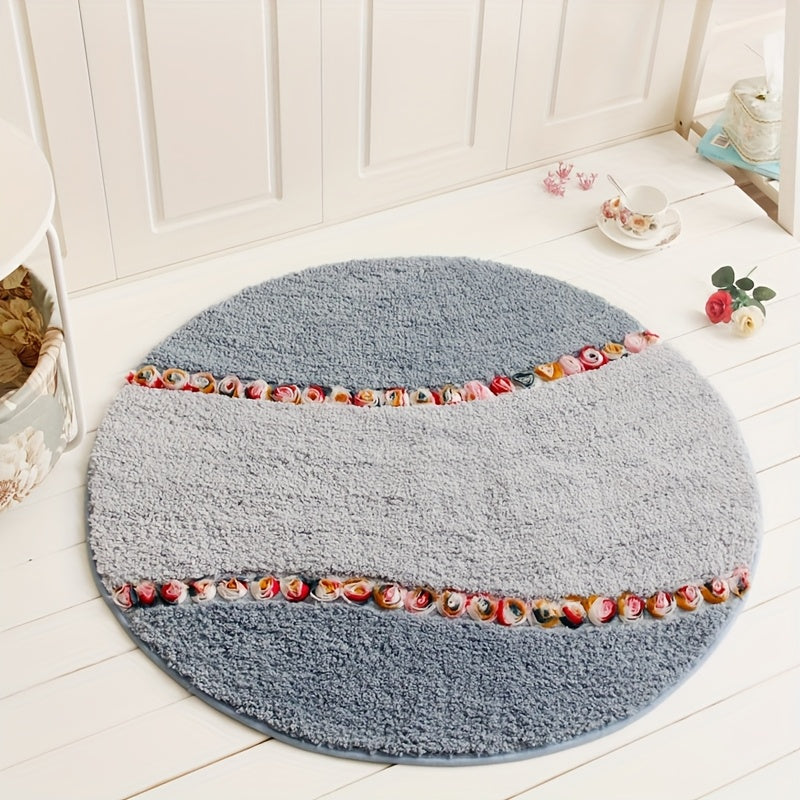 Tapis de bain rond à rosettes de ruban, Ø 70 cm, 3 coloris