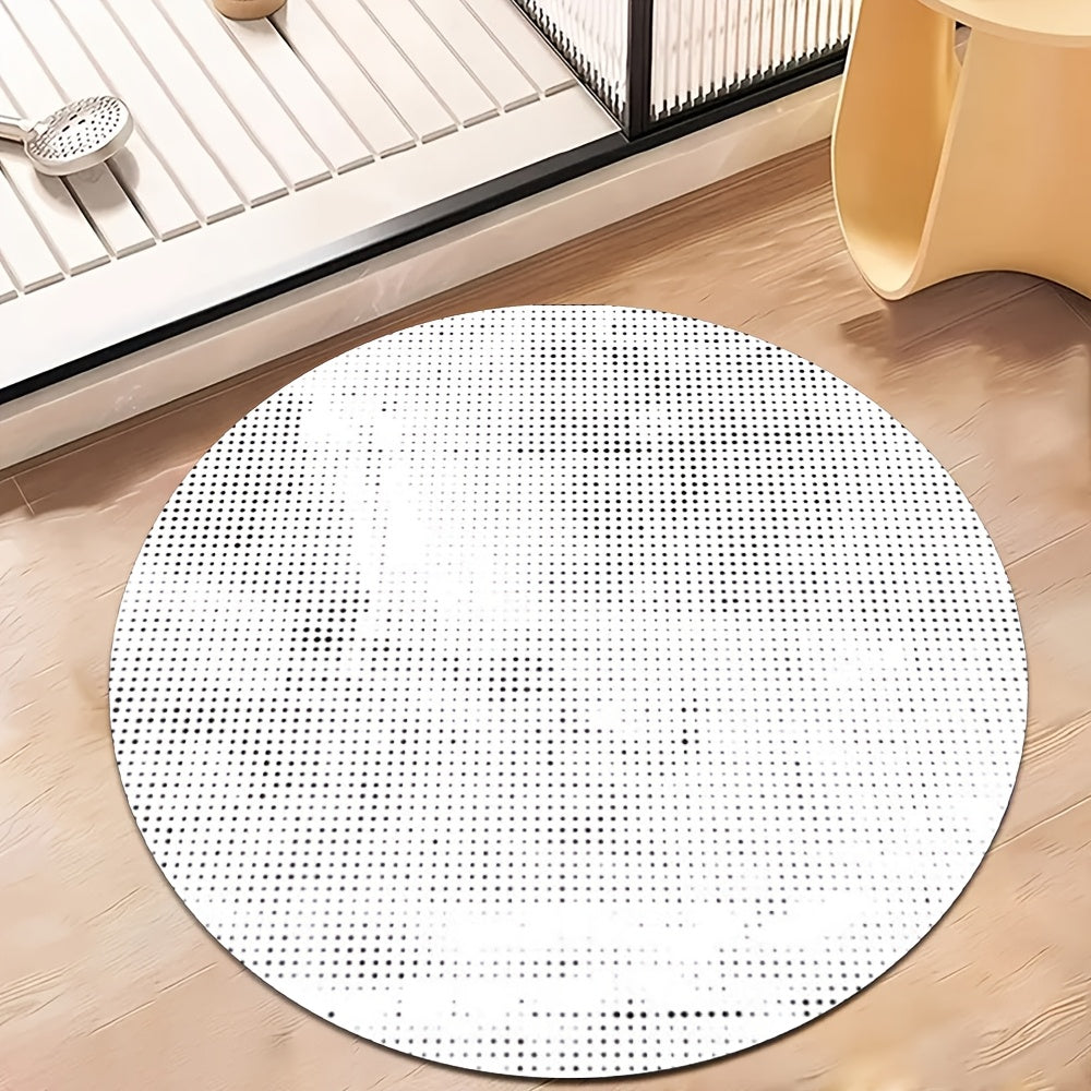 Tapis de bain rond blanc à trame de points, 5 mm, Ø 80-180