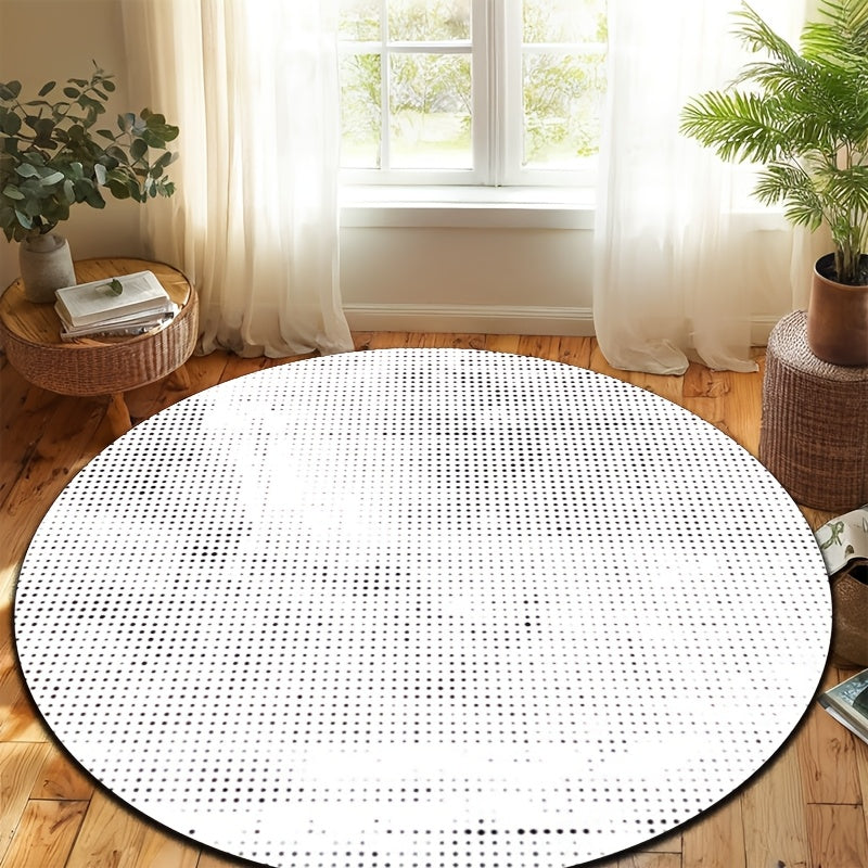 Tapis de bain rond blanc à trame de points, 5 mm, Ø 80-180