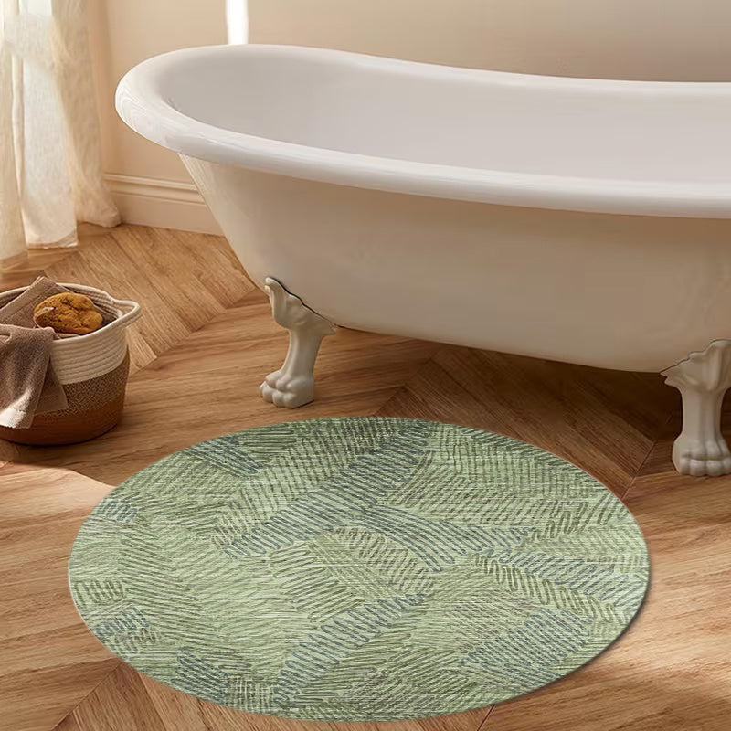 Tapis de bain rond vert sauge, dos moulé à points, Ø 120 cm