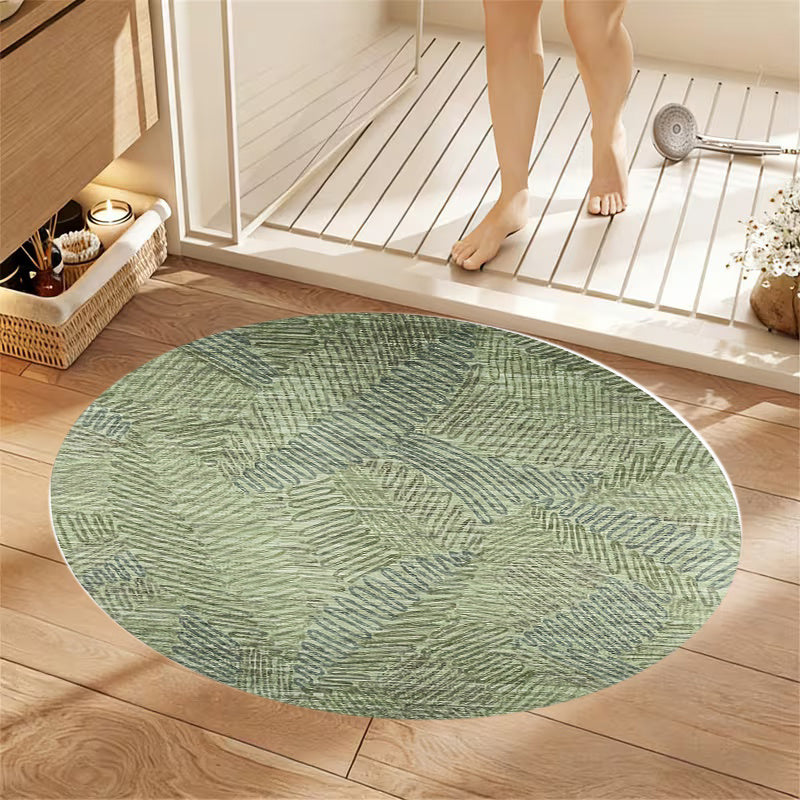 Tapis de bain rond vert sauge, dos moulé à points, Ø 120 cm