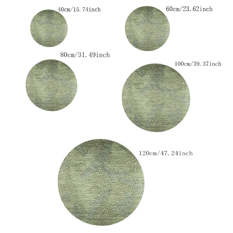Tapis de bain rond vert sauge, dos moulé à points, Ø 120 cm