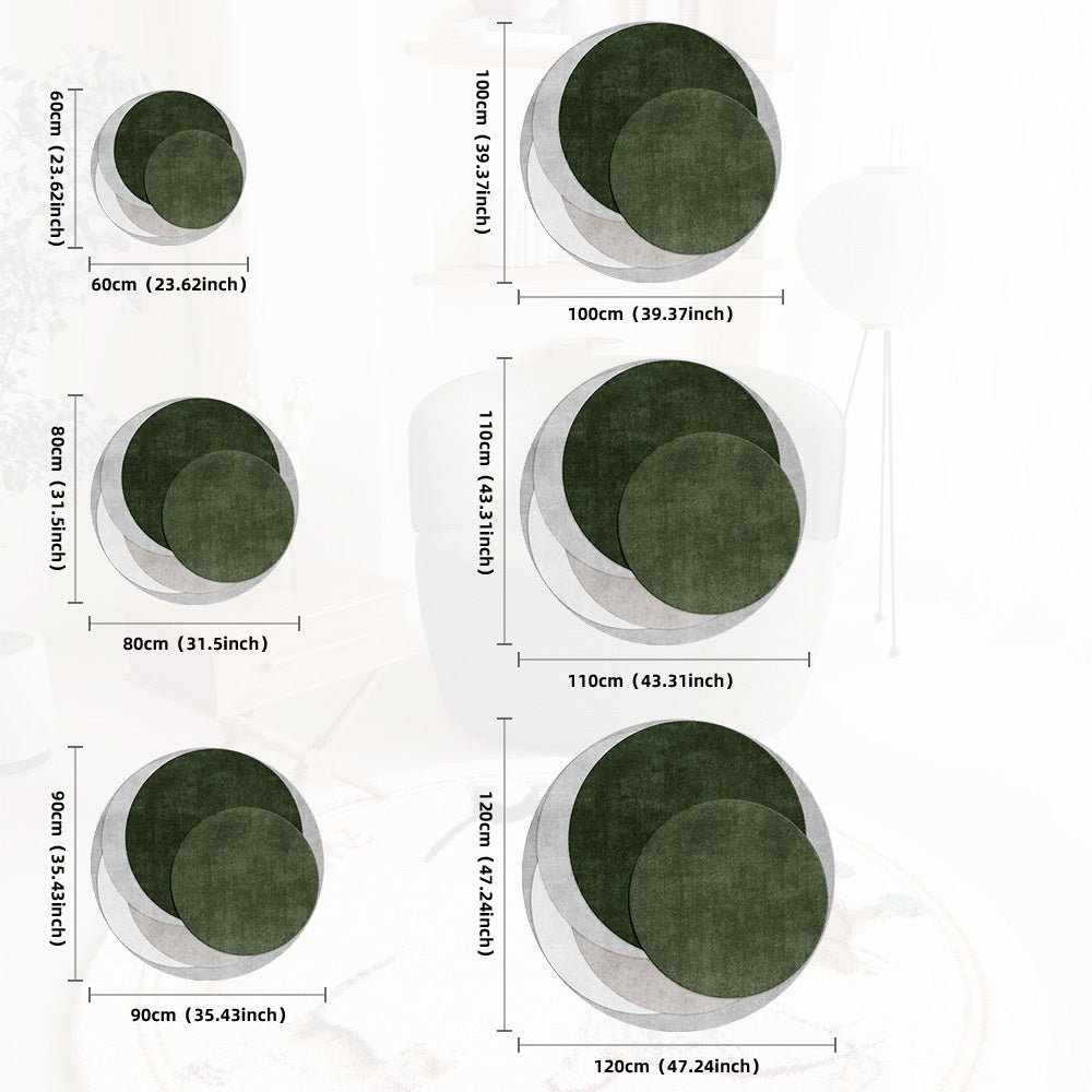 Tapis à contour irrégulier vert et gris, 7 formats de 90 à 190 cm