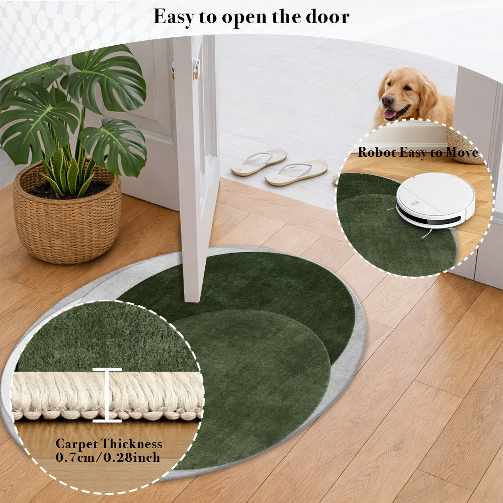 Tapis à contour irrégulier vert et gris, 7 formats de 90 à 190 cm
