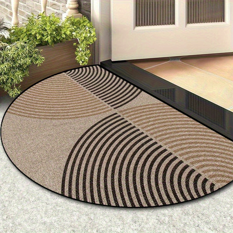 Tapis d'entrée demi-cercle beige à arcs, 3 formats de 4 mm