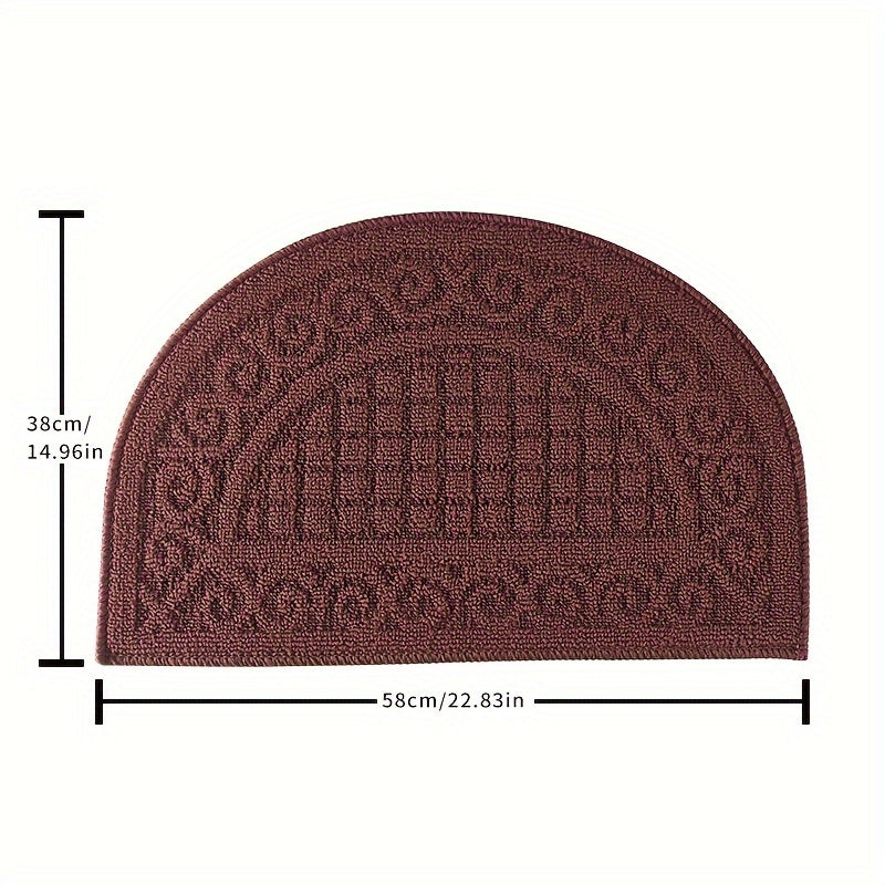 Tapis d'entrée demi-cercle bouclé à rinceaux, six coloris