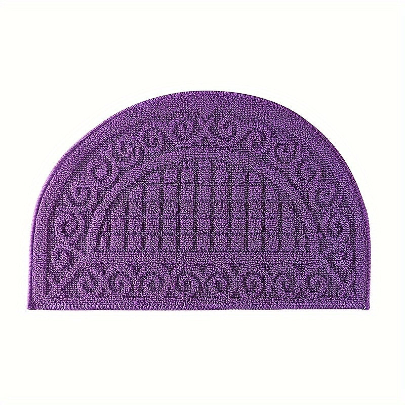 Tapis d'entrée demi-cercle bouclé à rinceaux, six coloris