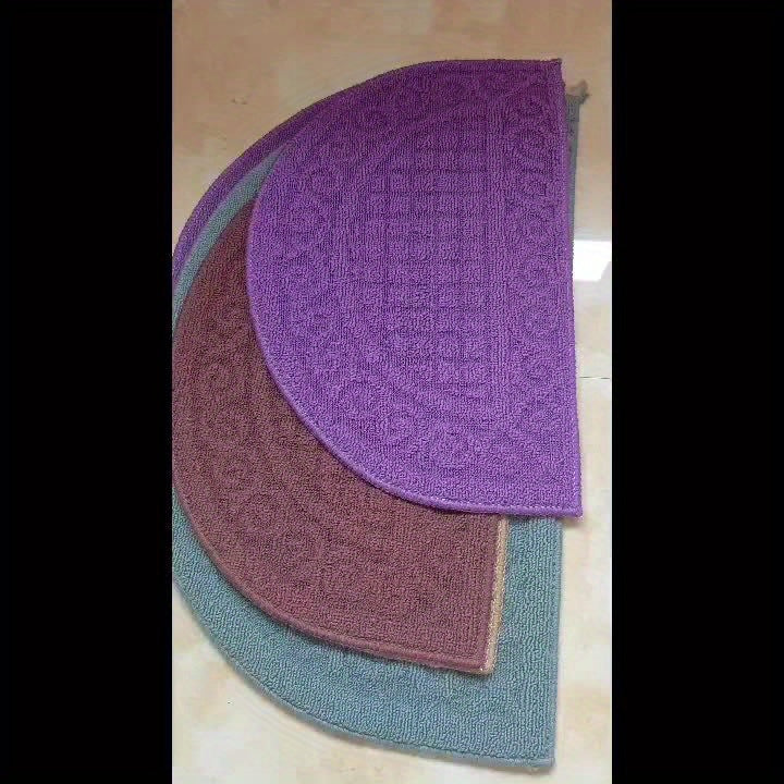 Tapis d'entrée demi-cercle bouclé à rinceaux, six coloris