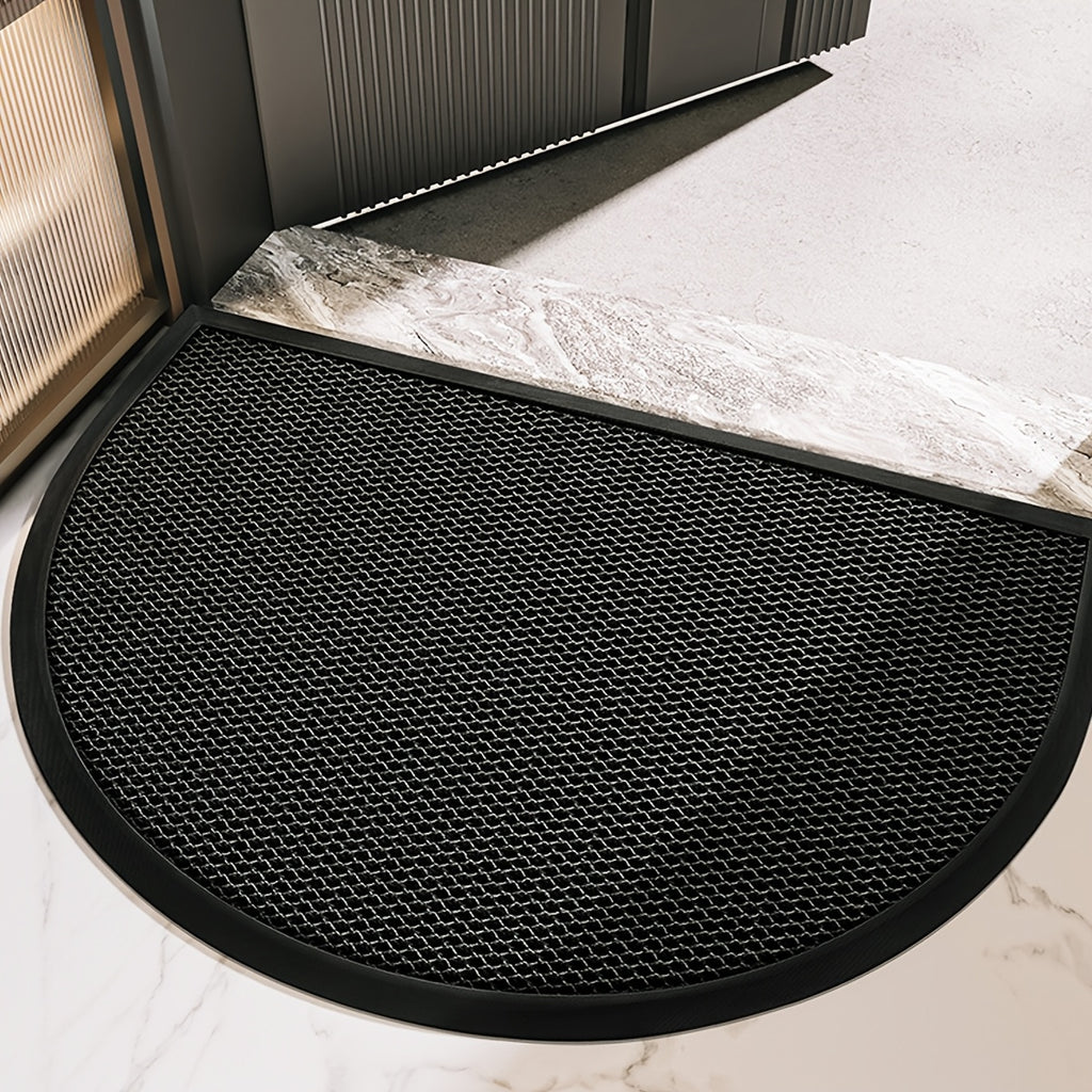 Tapis de porte demi-cercle noir en maille élastique TPE