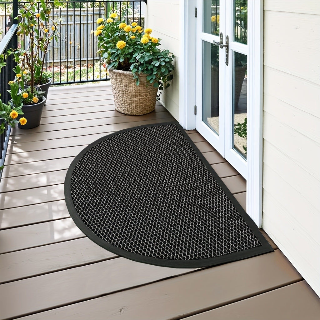 Tapis de porte demi-cercle noir en maille élastique TPE