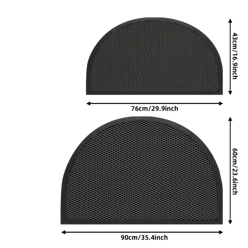 Tapis de porte demi-cercle noir en maille élastique TPE