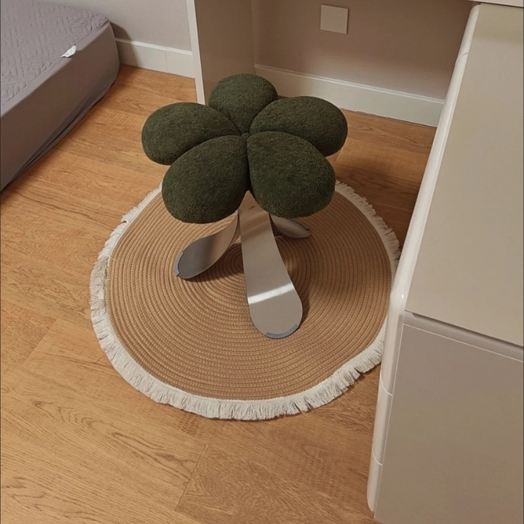 Tapis rond 80 cm en jute et coton, finition à franges écrues