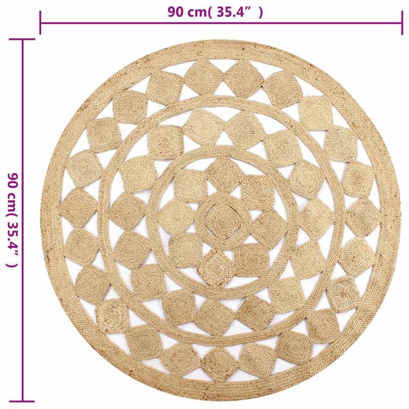 Tapis rond ajouré de 90 cm, grand mandala de losanges tressés