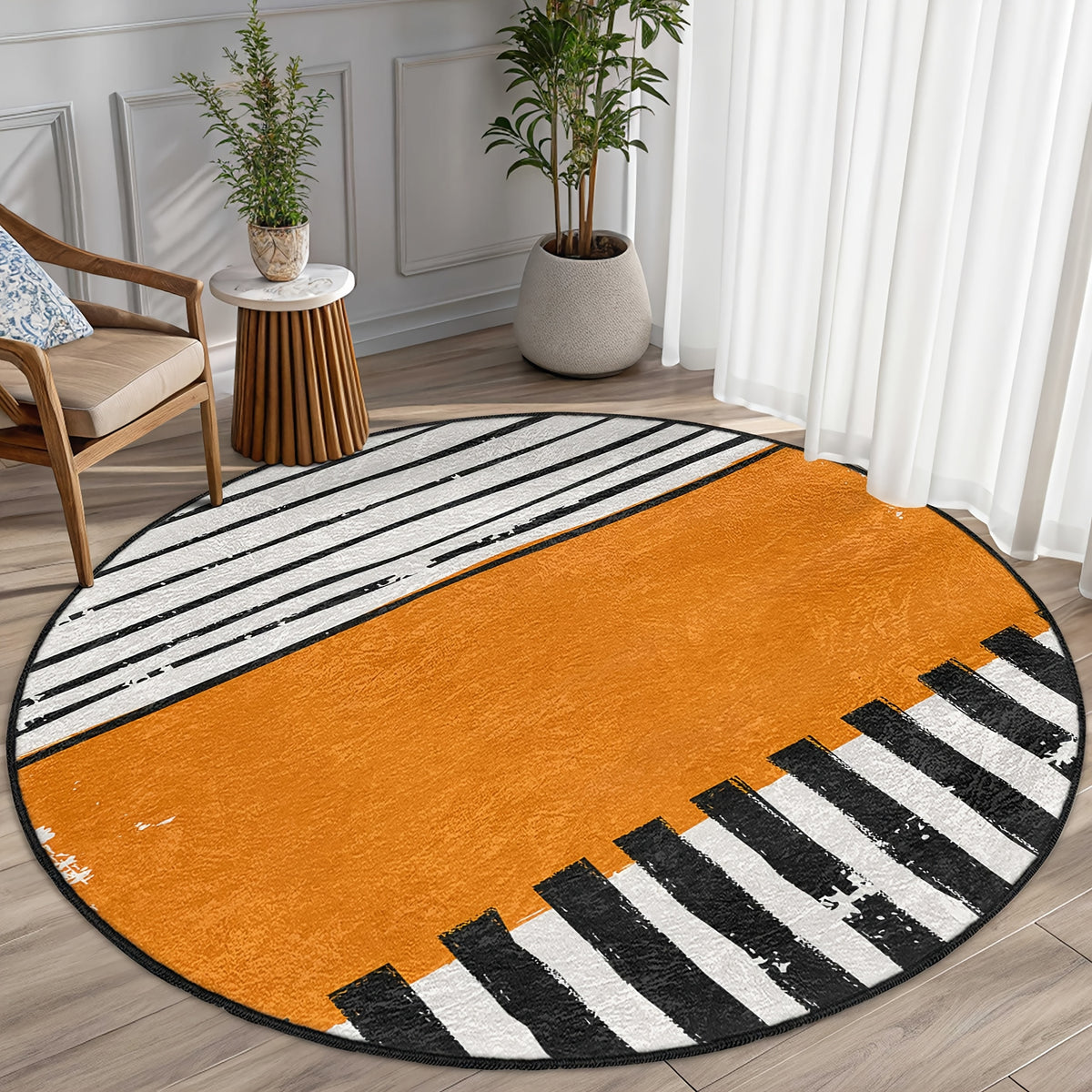 Tapis rond à larges bandes rayées