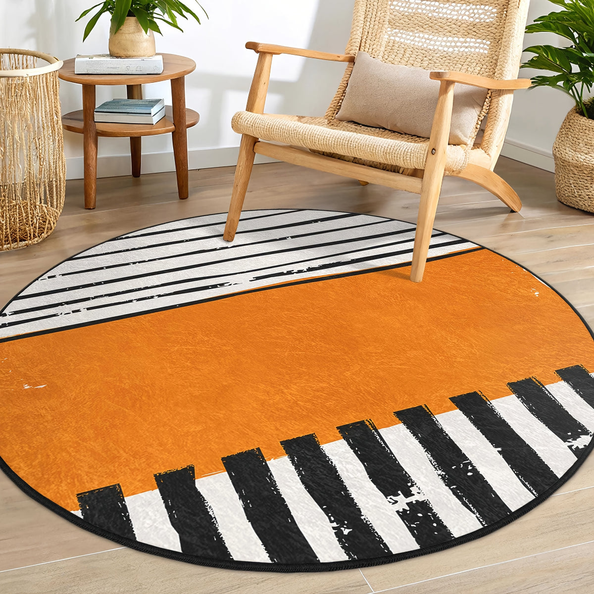 Tapis rond à larges bandes rayées