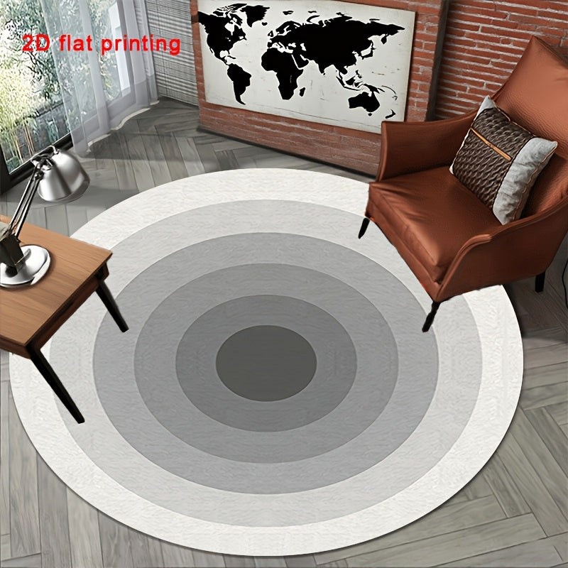 Tapis rond à cercles concentriques gris dégradés, Ø 60 à 120