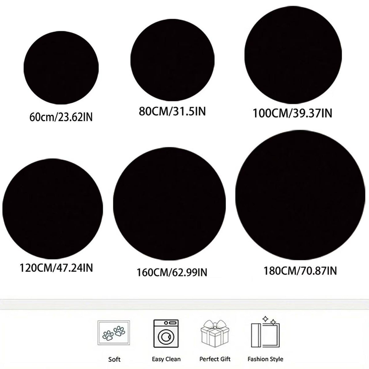 Tapis rond anthracite à rayons Art déco, un seul Ø 120 cm