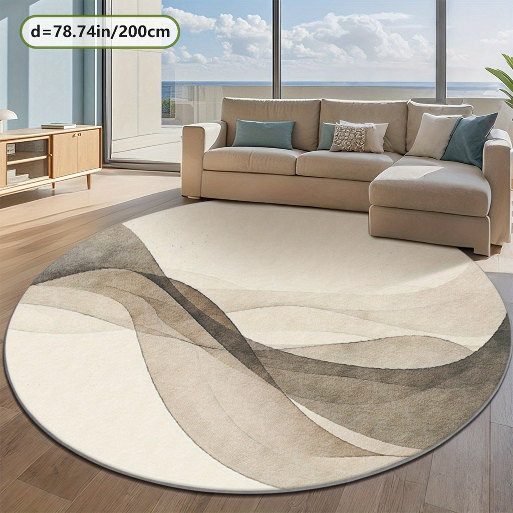 Tapis rond effet aquarelle beige et gris, quatre diamètres