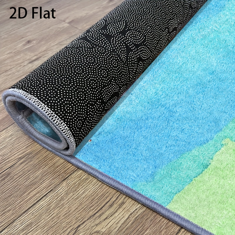 Tapis rond lavis d'aquarelle pastel, envers à pois, Ø 80-200