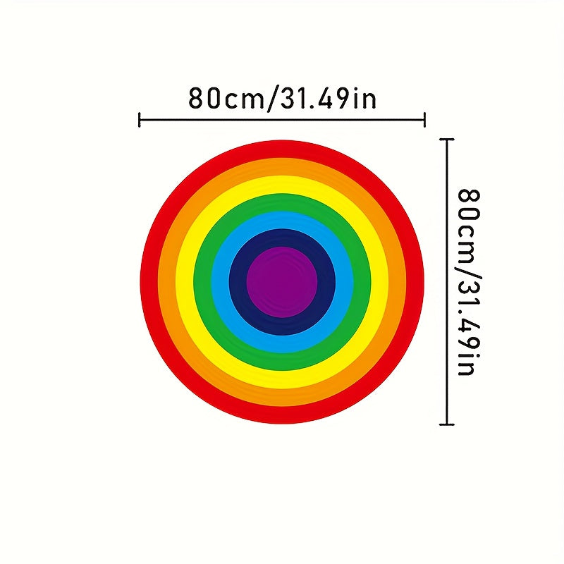 Tapis rond arc-en-ciel à cercles concentriques pour enfant