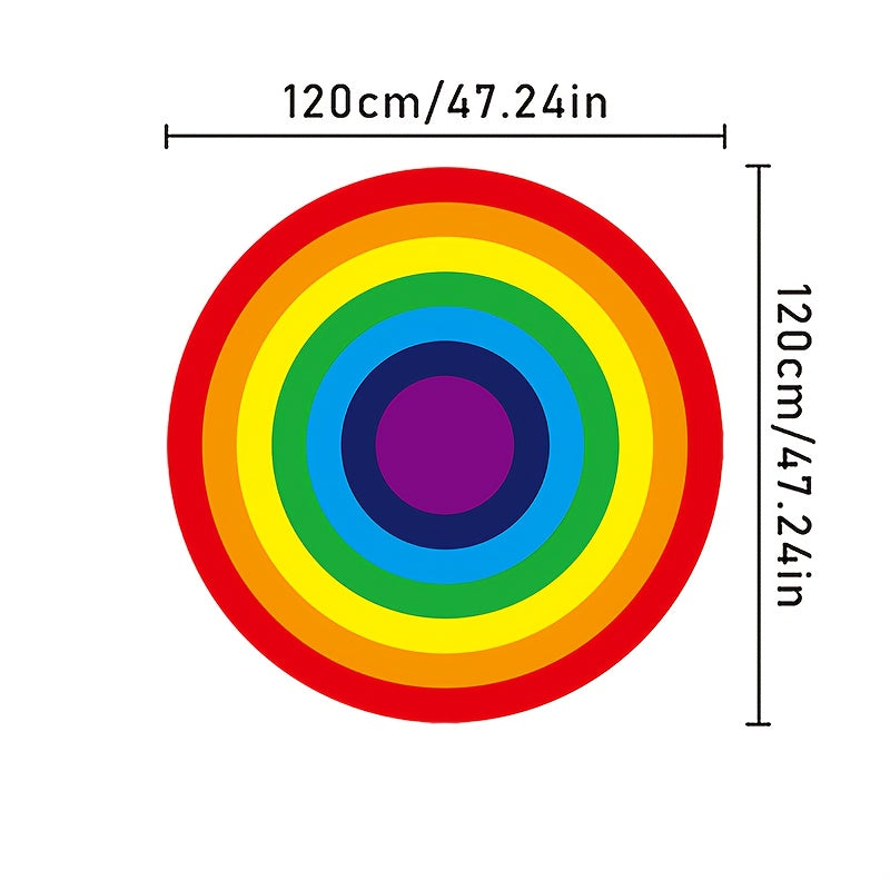 Tapis rond arc-en-ciel à cercles concentriques pour enfant