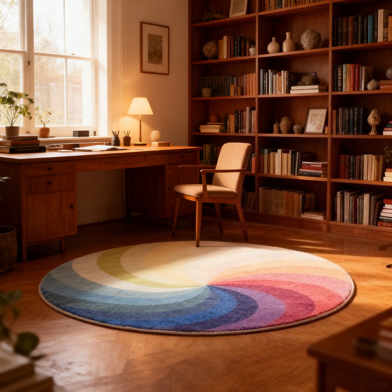 Tapis rond arc-en-ciel pastel en spirale, cinq diamètres