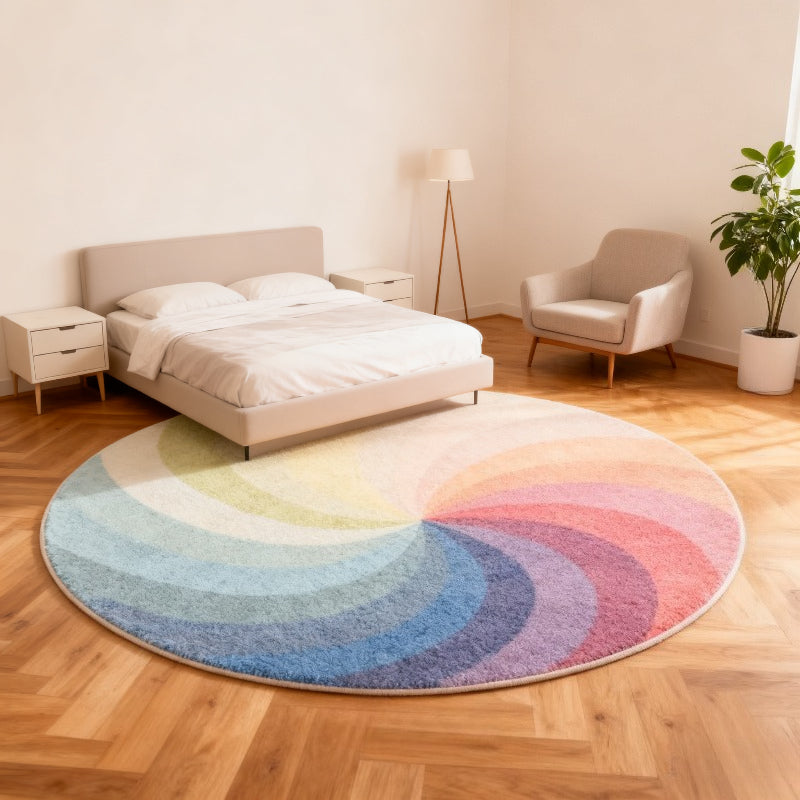 Tapis rond arc-en-ciel pastel en spirale, cinq diamètres