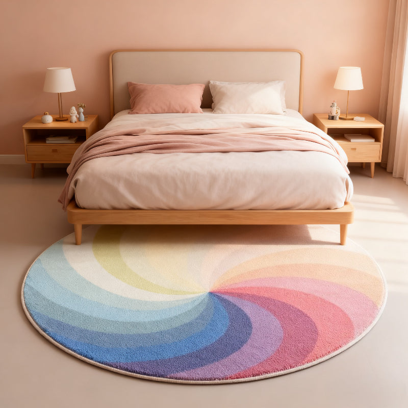 Tapis rond arc-en-ciel pastel en spirale, cinq diamètres