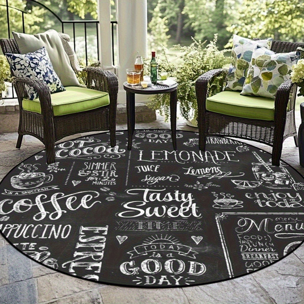 Tapis rond ardoise typographique, six diamètres jusqu'à 200