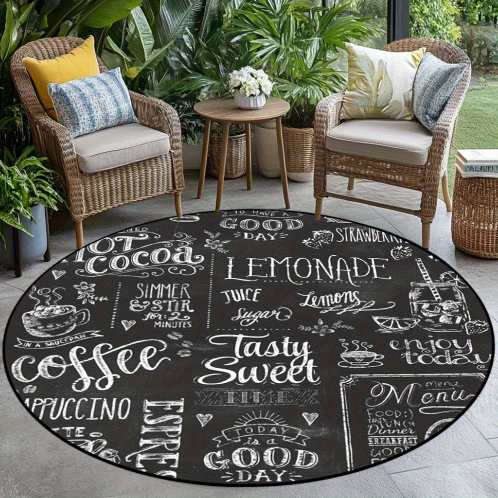 Tapis rond ardoise typographique, six diamètres jusqu'à 200