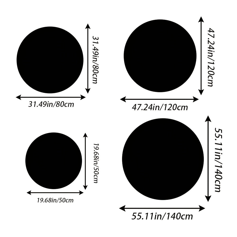 Tapis rond ballon de football noir et blanc, quatre tailles