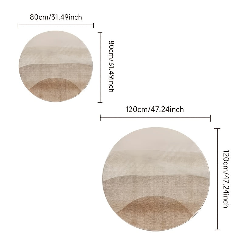 Tapis rond beige à bandes ondulées, esprit nordique épuré